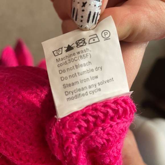 Women's rose pink Turtleneck Sweaters Long Sleeve Belted Knitted Pullover medium - Picture 7 of 7